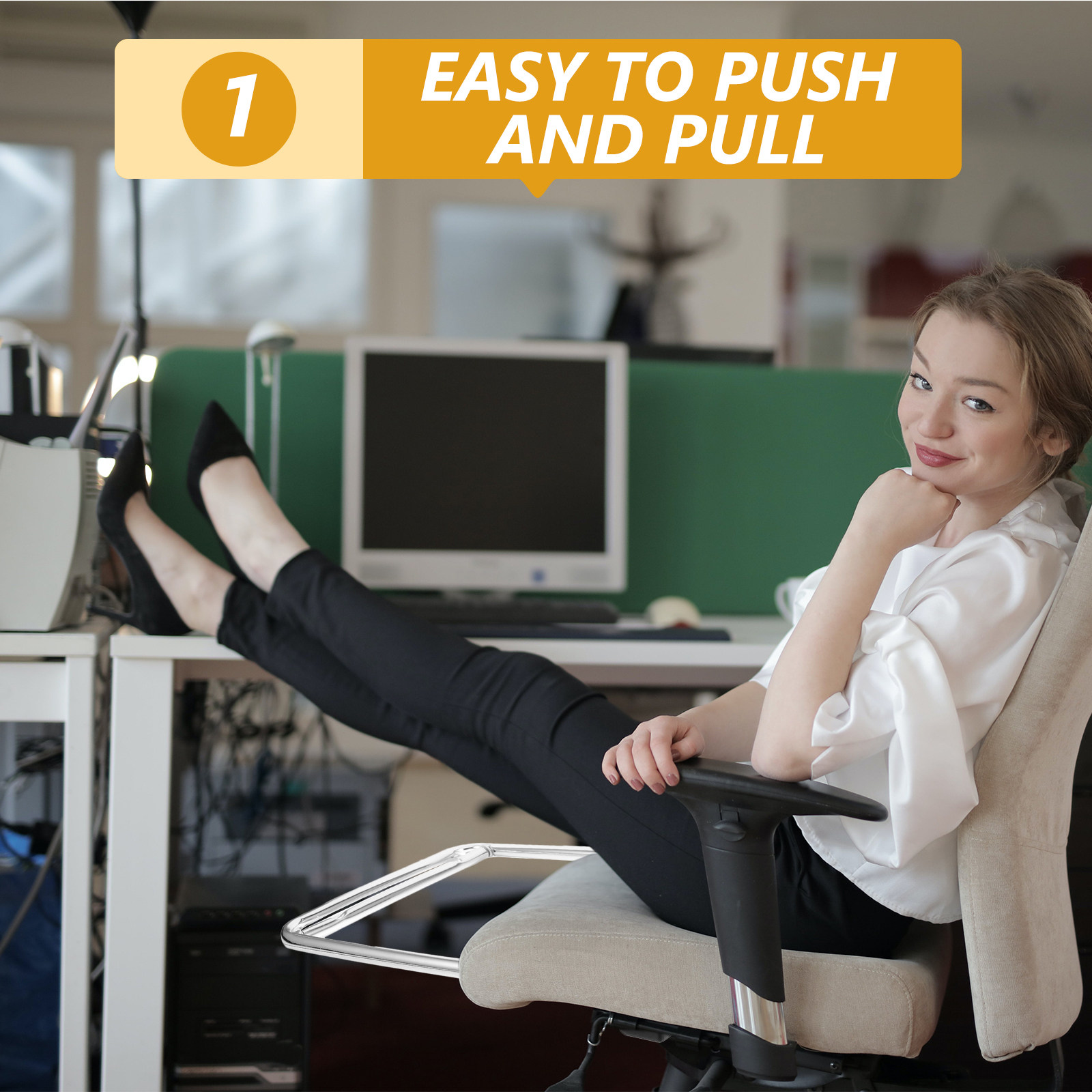 Footrest Under Desk - Roestvrijstalen voetsteun voor bureau, draaistoel, accessoires,